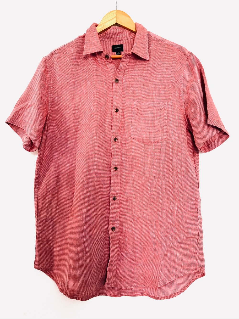 J. Crew Factory Men's Short-Sleeve Button-Down Line blend.M.